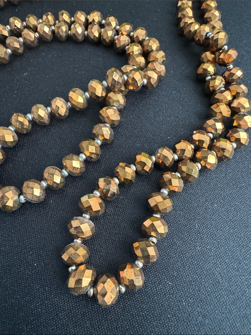 Copper Faceted Bead Long Necklace - Shimmering Copper Layering Strand - Picture 2 of 4